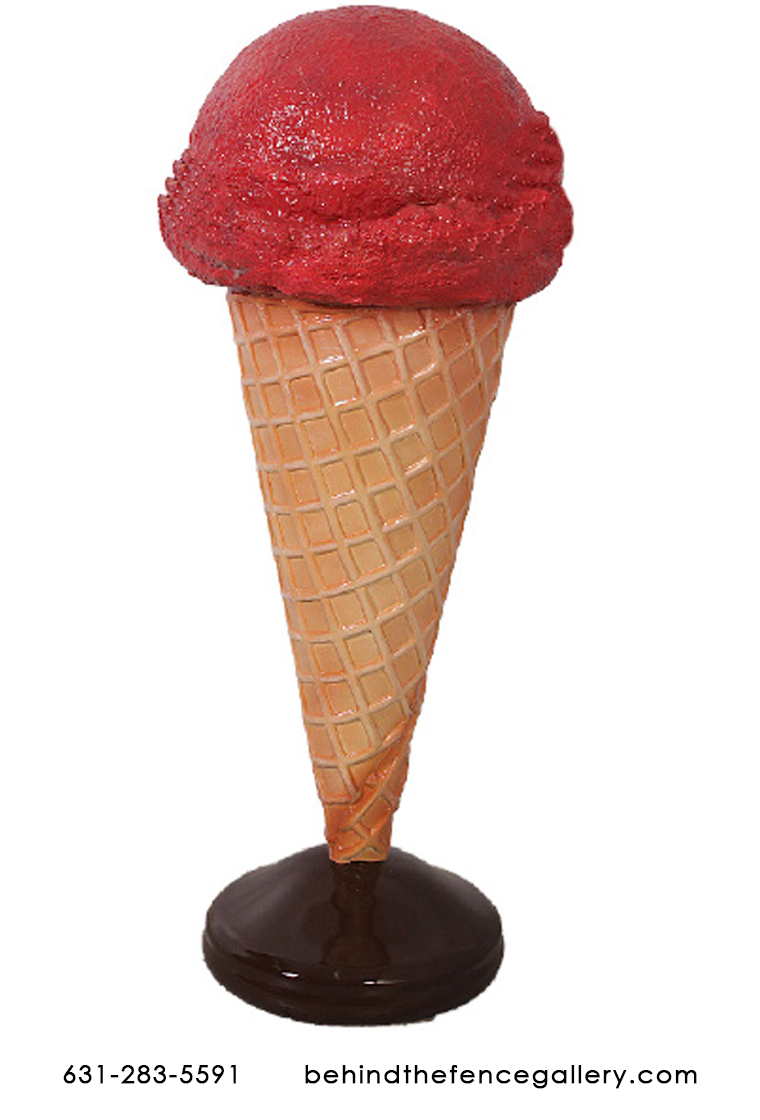 Cherry Hard Scoop Ice Cream Cone Statue