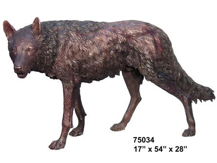 Bronze Standing Wolf Statue