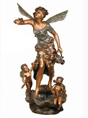 Bronze Angel with Kids Fountain