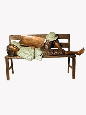 Bronze Boy Sleeping on Bench