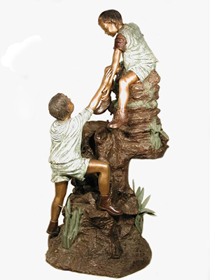 Bronze Boys Climbing Stump