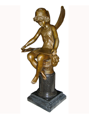 Bronze Boy Angel Reading