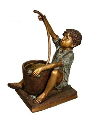 Bronze Boy With Tube Fountain