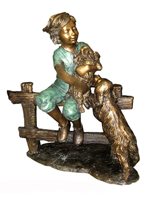 Bronze Boy with two Dogs