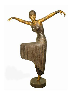 Bronze Deco Lady Raising Hands