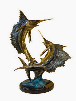 Bronze Swordfish on Marble Base