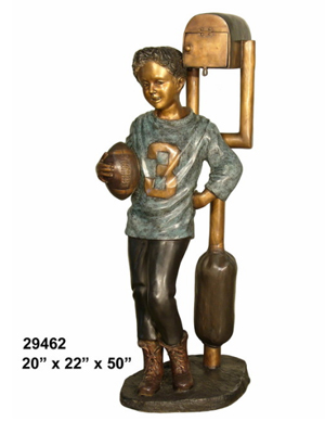 Bronze Football Boy on Mailbox