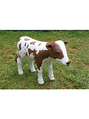 Brown and White Baby Cow Statue