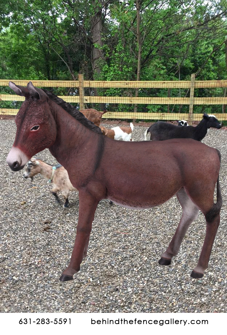 (image for) Farm Prop Brown Donkey Life Size Fiberglass Resin Statue
