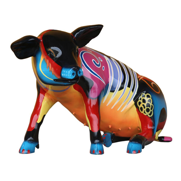 Popart Pig Sitting - Click Image to Close