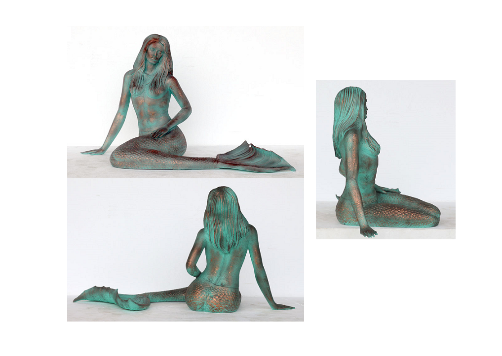 Fiberglass Mermaid Bronze Finish - Click Image to Close