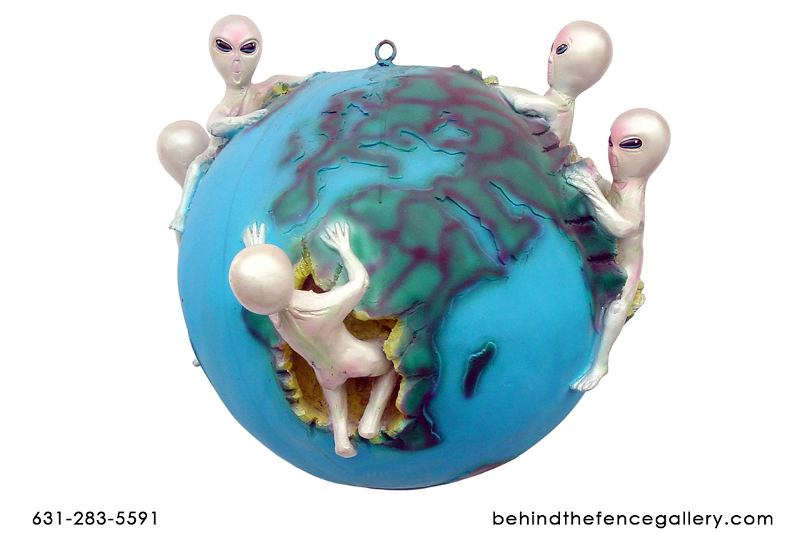 Aliens Climbing on Globe - Click Image to Close