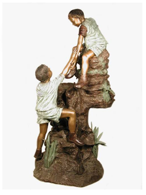 Bronze Children Climbing Rock