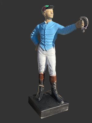 Cement Lawn Jockey - Click Image to Close