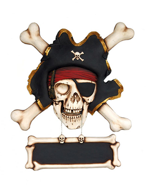 Pirate Skull with Bones Wall Sign