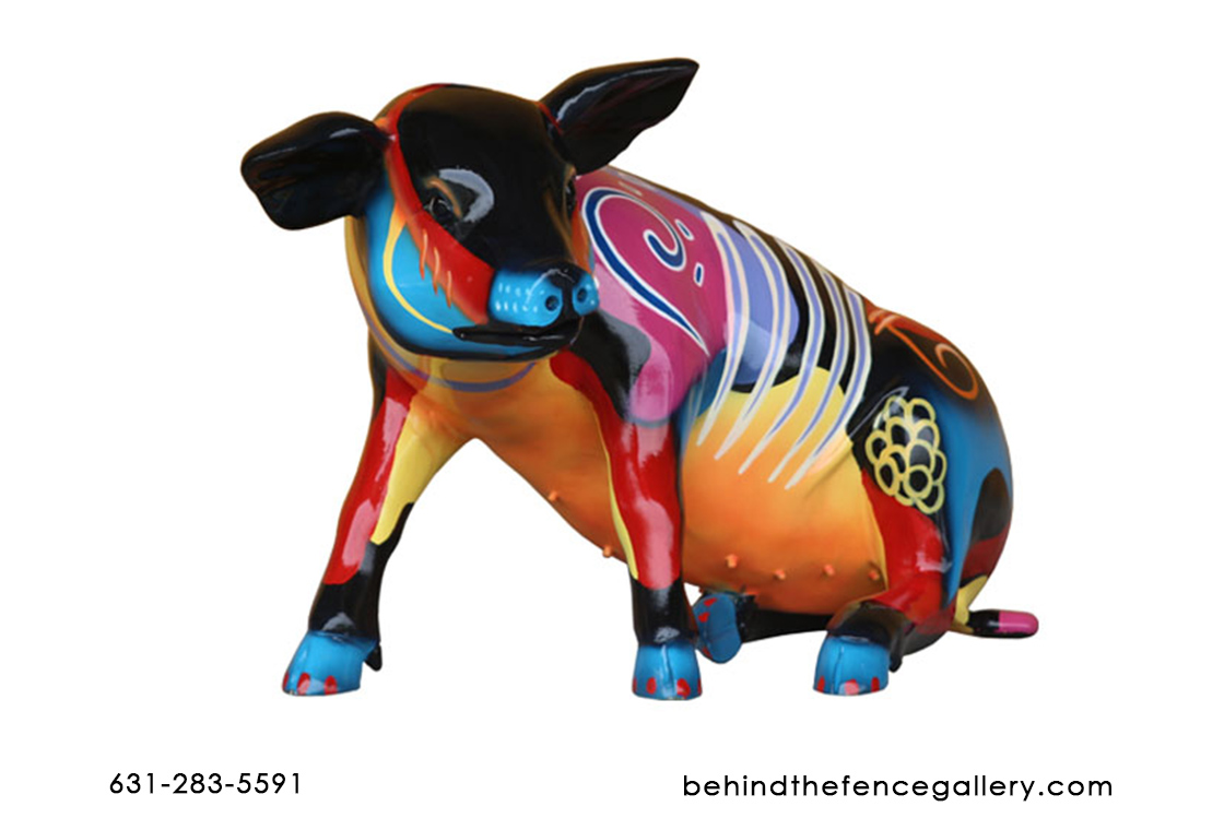 Popart Pig Sitting Statue