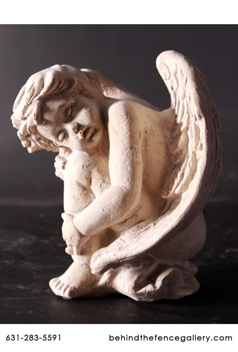 Sleeping Cherub Statue in Roman Stone Finish