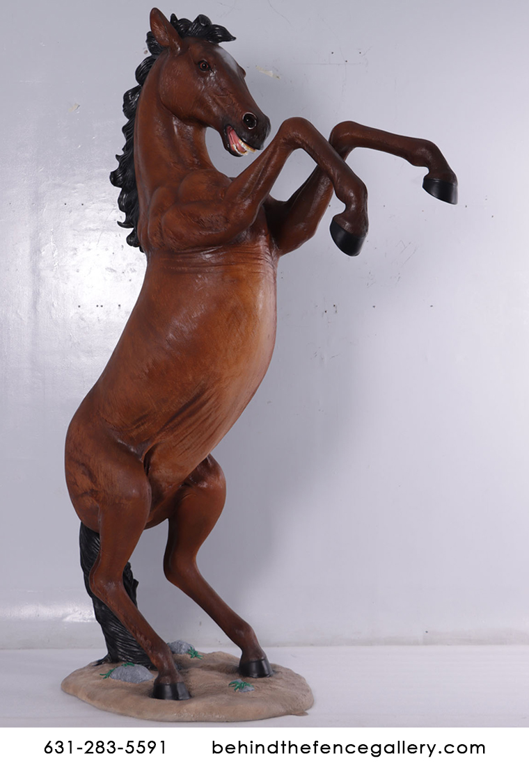 Rearing Chestnut Horse 8 Ft. Statue