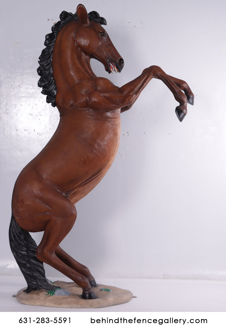 Rearing Chestnut Horse 8 Ft. Statue