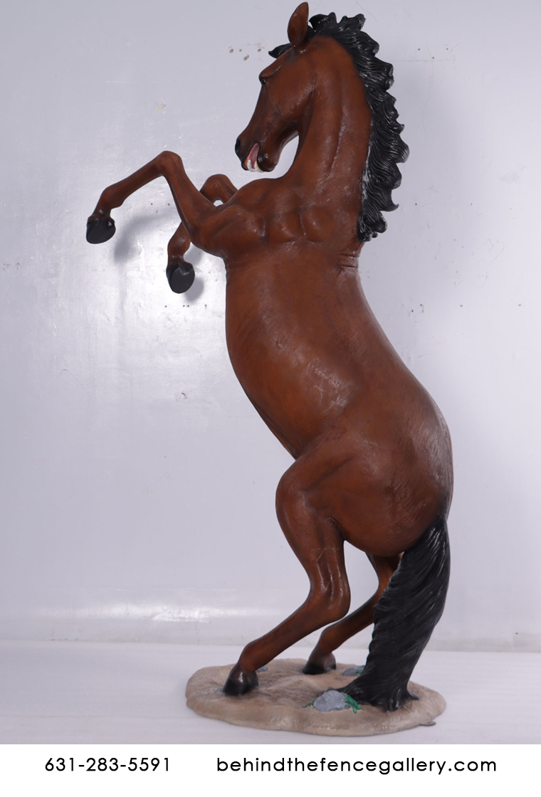 (image for) Rearing Chestnut Horse 8 Ft. Statue