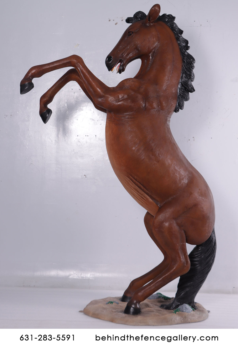 (image for) Rearing Chestnut Horse 8 Ft. Statue