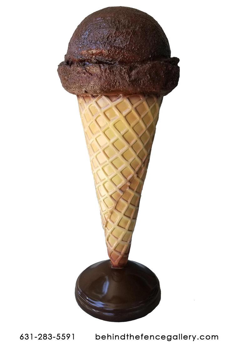 Chocolate Hard Scoop Ice Cream Cone Statue