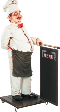 Chef holding Menu Blackboard - Click Image to Close
