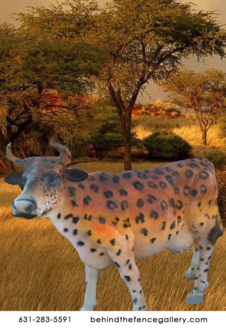 Cheetah Print Cow Statue