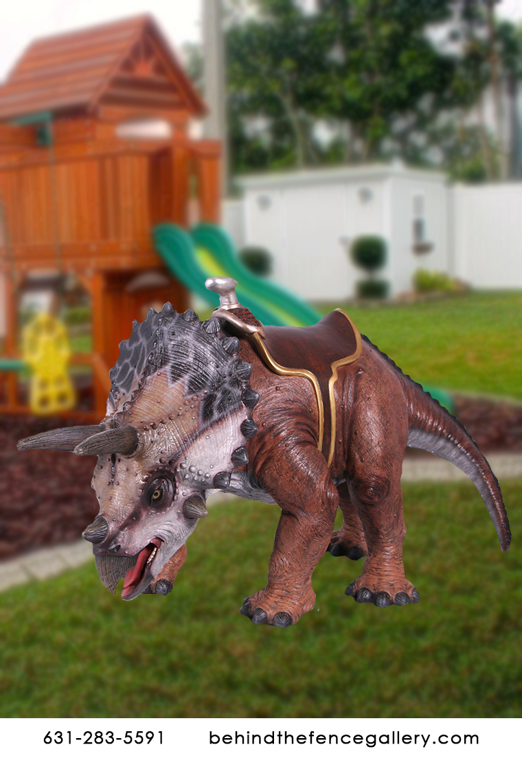 24" Triceratops with Saddle Statue