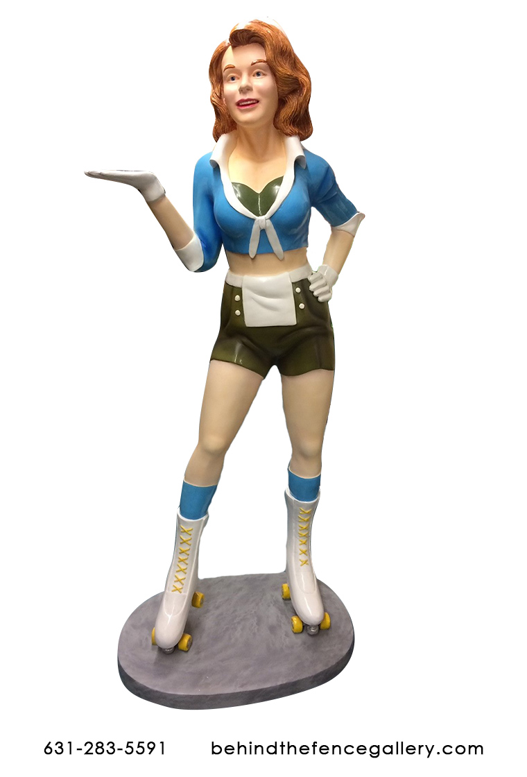 Roller Skater Girl Waitress Statue