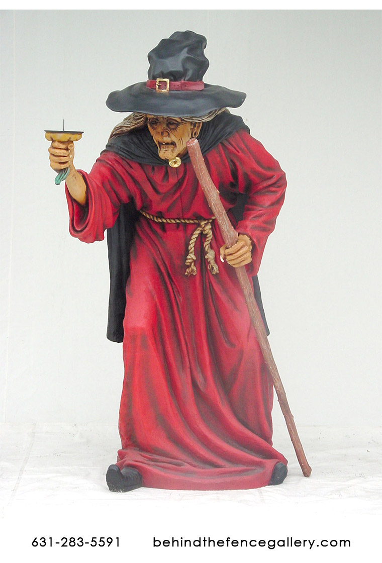 Life Size Witch Statue with Candle Holder