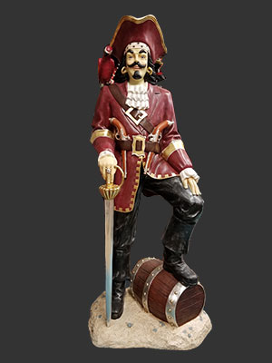 (image for) Pirate Captain with Barrel 6ft. - Click Image to Close