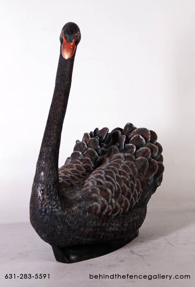 Black Swan Sitting Statue