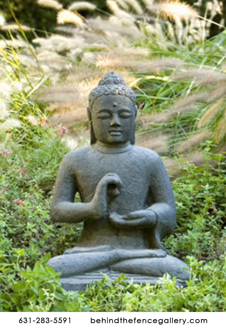 Indonesian Seated Buddha Stone Statue - Click Image to Close
