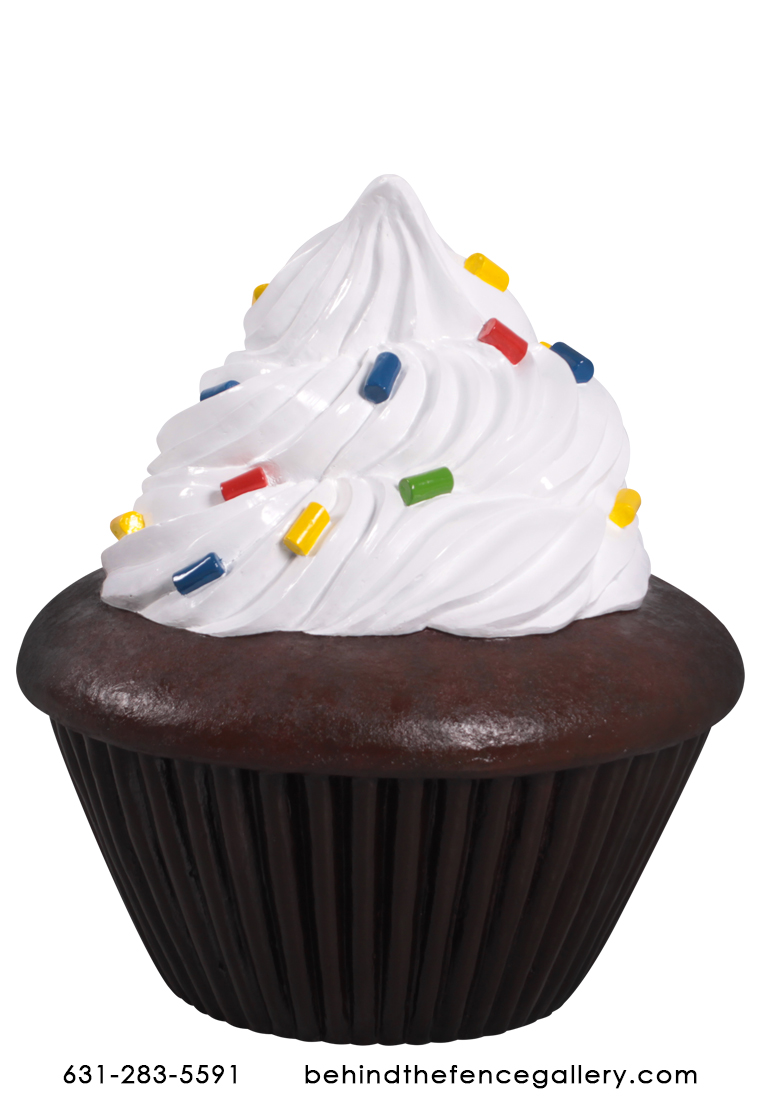 Jumbo Chocolate Cupcake with Frosting Statue - Click Image to Close