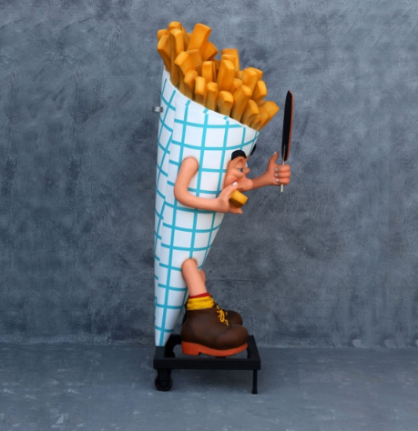 6 ft. Tall French Fry Man Statue with Sign - Click Image to Close