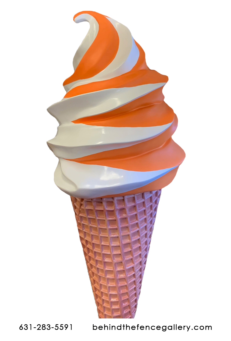 Giant Mint Vanilla Swirl Soft Serve Ice Cream Cone Statue - Click Image to Close