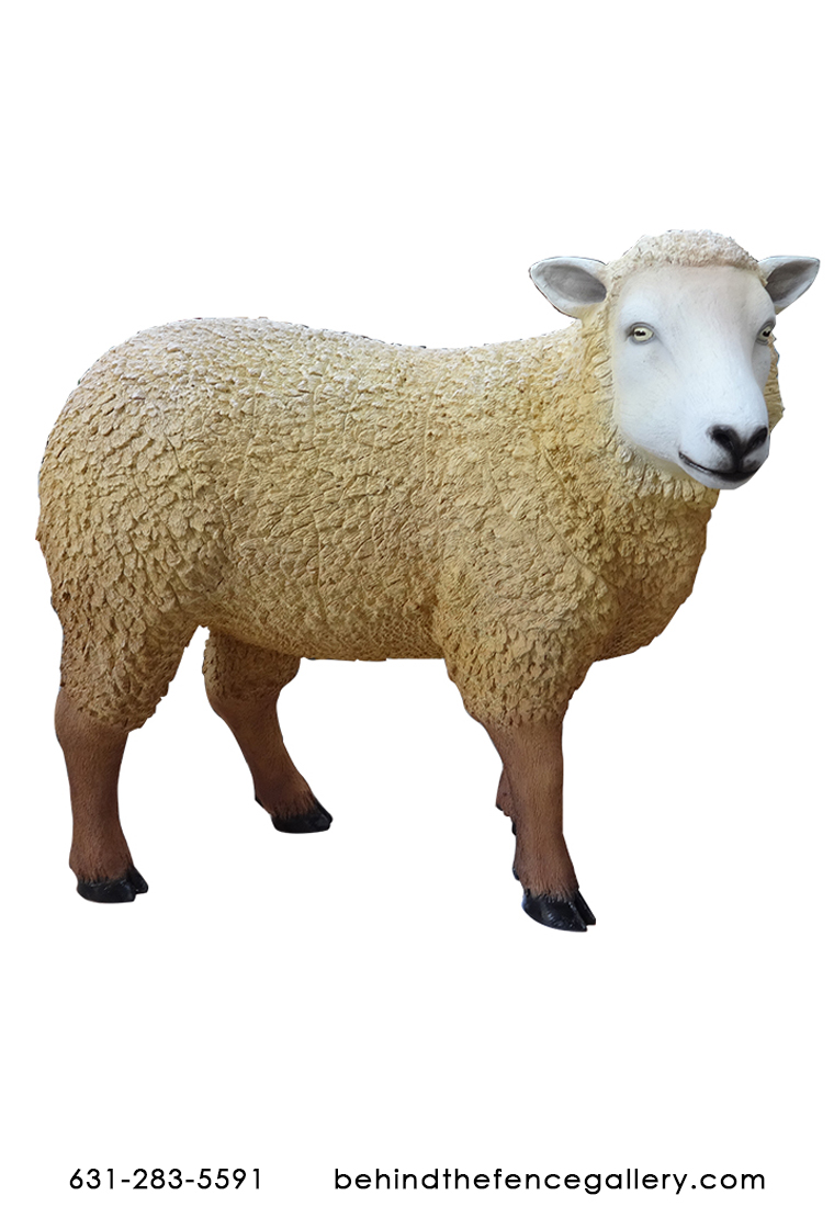 Life Size Woolly Sheep Statue - Click Image to Close