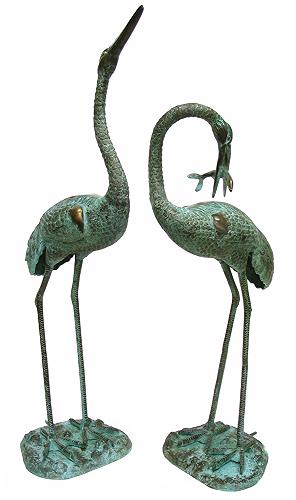 Bronze Standing Cranes Fountain ( PAIR )