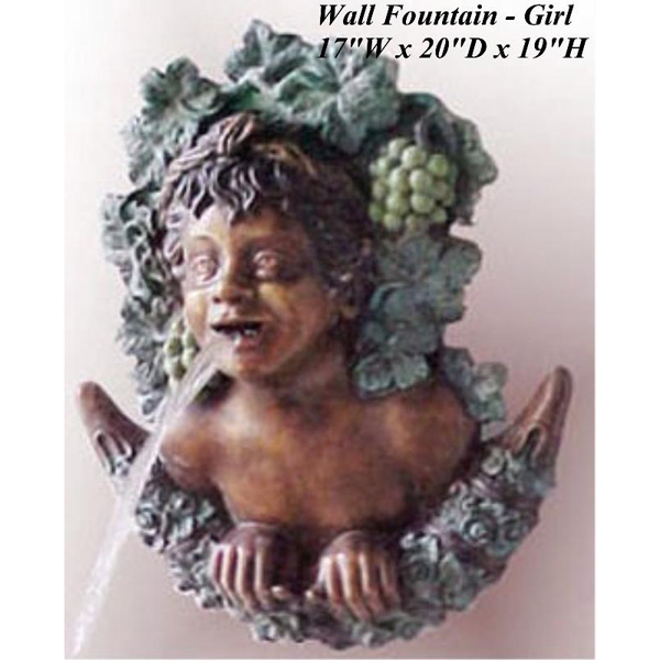 Bronze Girl Wall Fountain