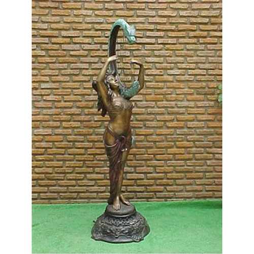 Bronze Woman Playing Harp Fountain