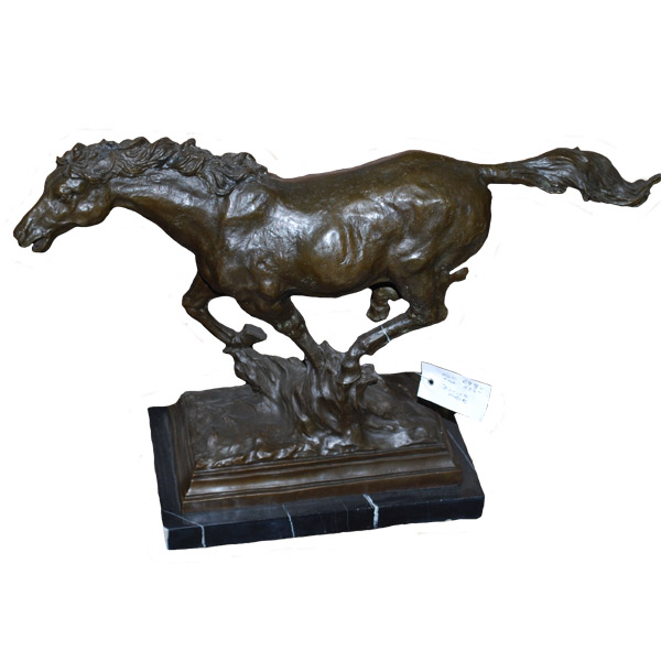 Bronze Horse with Marble Base