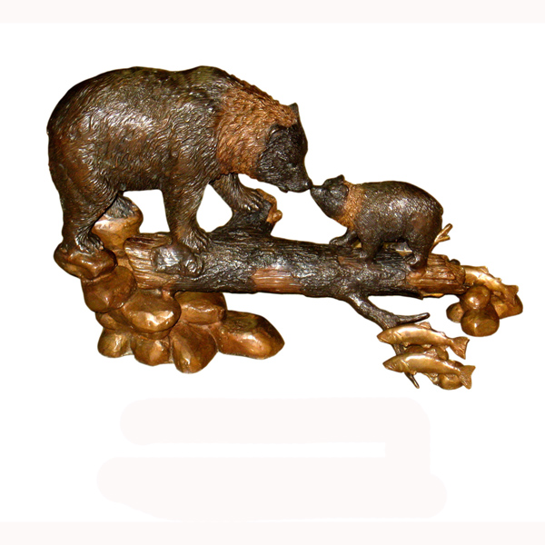 Bronze Family of Bear watching Fish