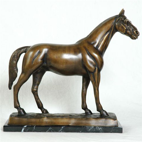 Bronze Horse with Marble Base