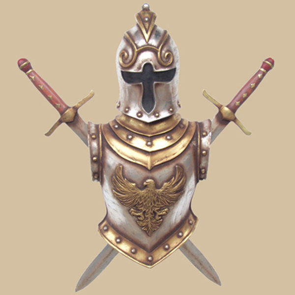 German Armor with sword wall decor - Click Image to Close