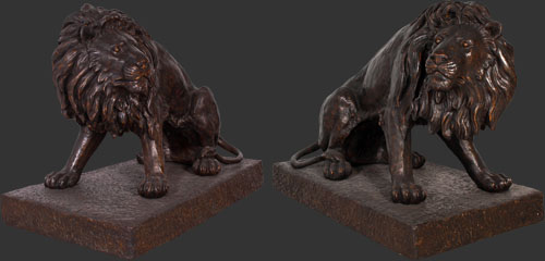 Set of Lions in Bronze Finish - Click Image to Close