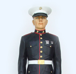 Marine at Attention Statue with Menu Board 6 ft