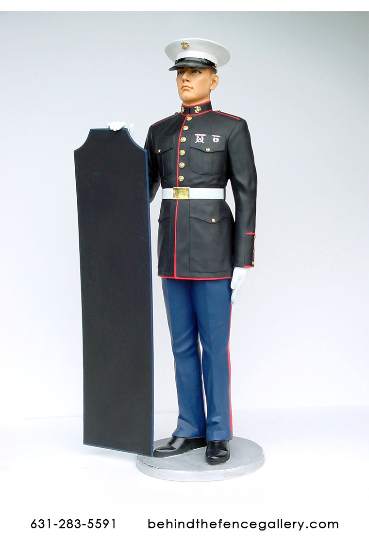 (image for) Marine at Attention Statue with Menu Board 6 ft