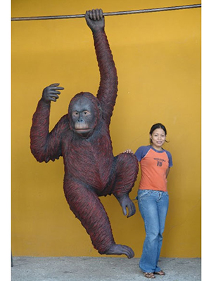 Life Size Safari Party Prop Fiberglass Orangutan Hanging