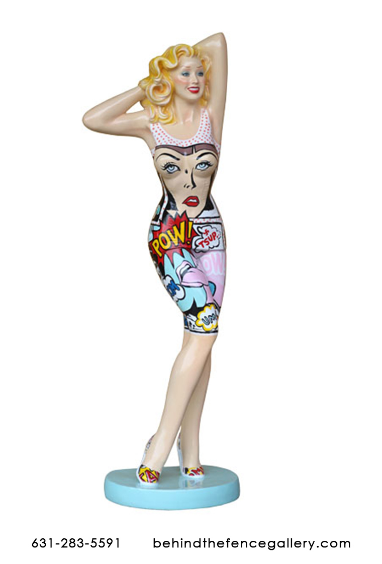 Retro Lady in Popart Dress Statue